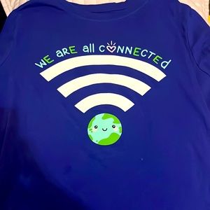 An Indigo Cat&Jack shirt that says We Are All connected